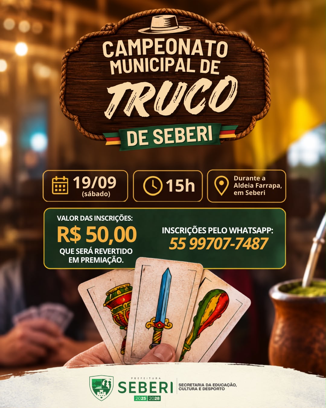 Capa Seberi promove Campeonato Municipal de Truco durante a XXVII Aldeia Farrapa