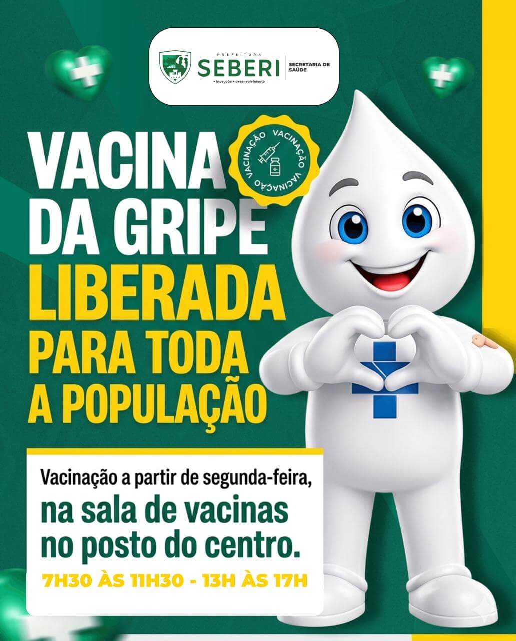 Capa Prefeitura de Seberi amplia vacinação contra a gripe para toda a população a partir de segunda-feira