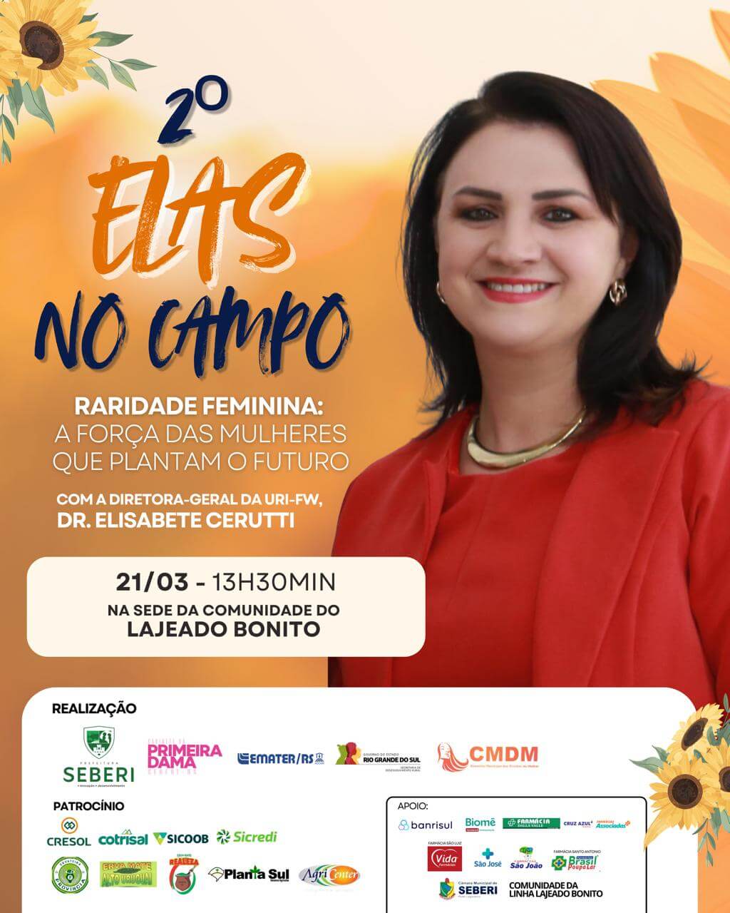 Capa Seberi: 2º “Elas no Campo” promove palestra sobre a força e a raridade das mulheres do meio rural em Seberi no dia 21