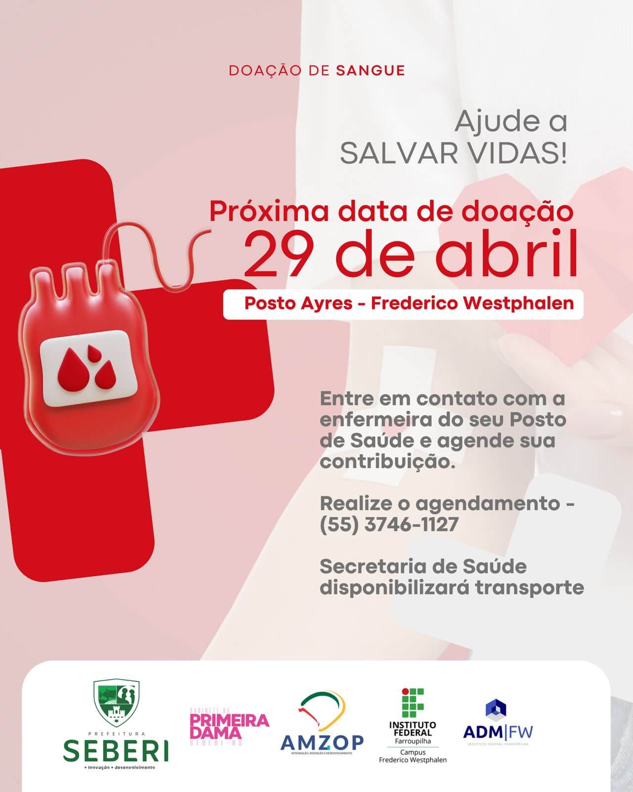 Capa Prefeitura de Seberi mobiliza comunidade para Doação de Sangue